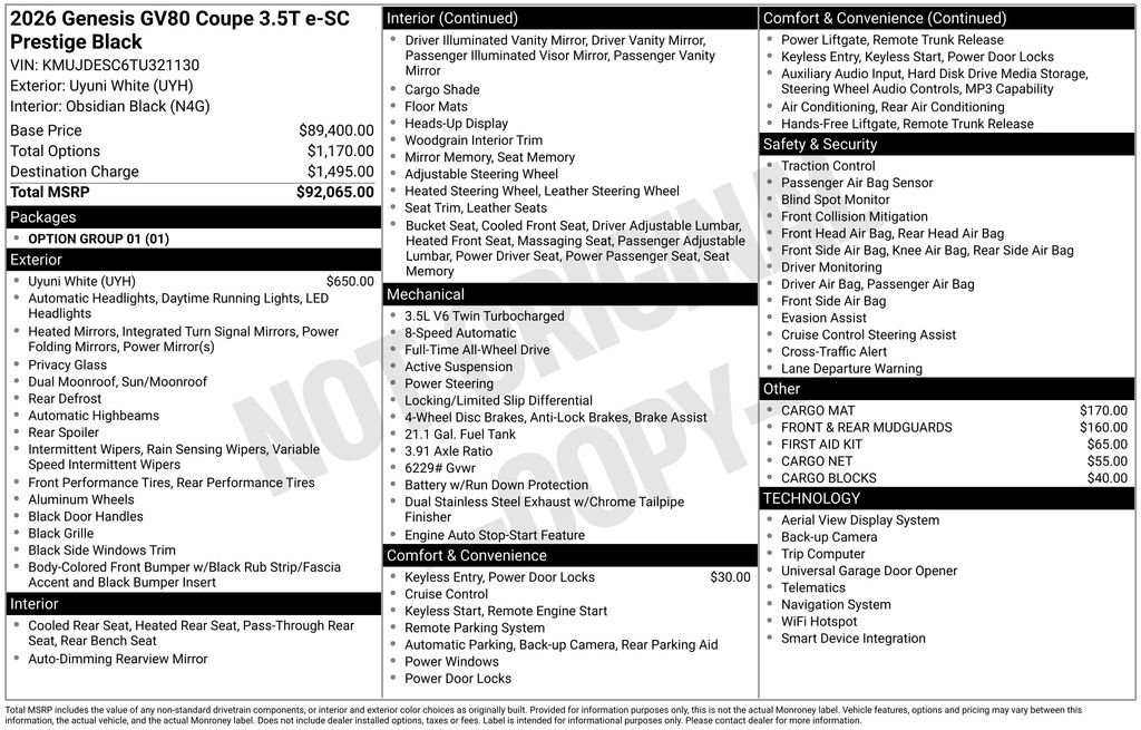 New 2026 Genesis GV80 3.5T e-SC image 9