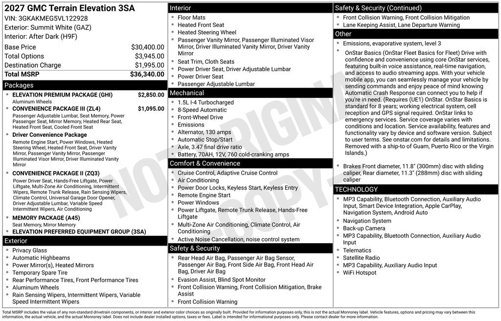 Used 2027 GMC Terrain Elevation w/ Elevation Premium Package FWD image 23