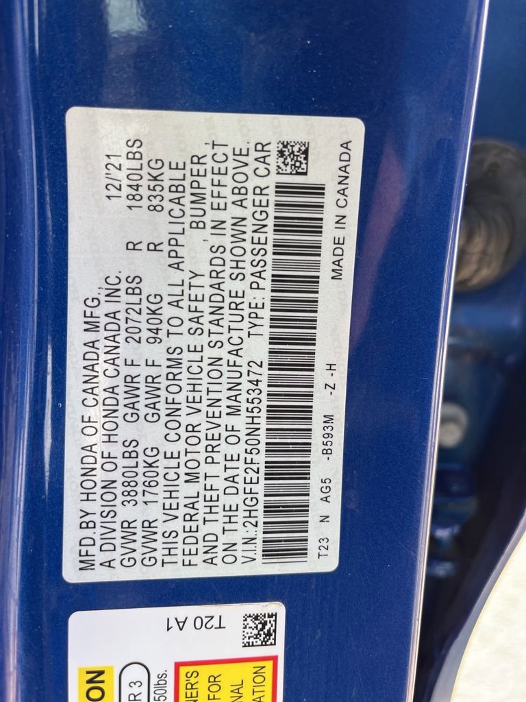 Certified 2022 Honda Civic Sport image 11