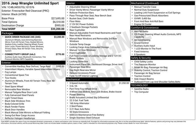 Used 2016 Jeep Wrangler Unlimited Sport w/ Quick Order Package 24S image 28