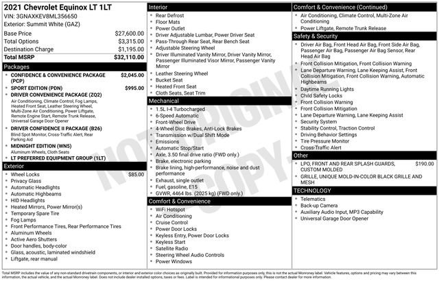 Used 2021 Chevrolet Equinox LT FWD image 1