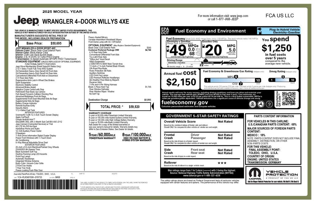 Used 2025 Jeep Wrangler Unlimited Sport S 4xe image 4