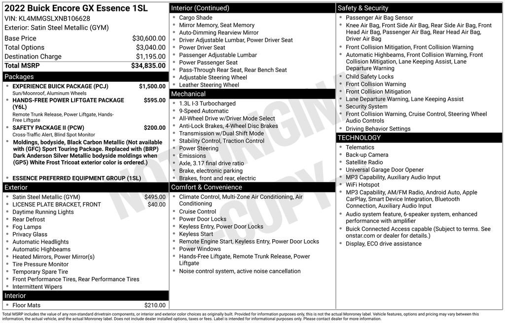 Used 2022 Buick Encore GX Essence w/ Experience Buick Package AWD/4WD image 36