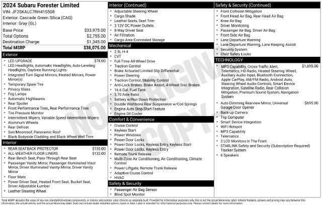 Certified 2024 Subaru Forester Limited AWD/4WD image 32