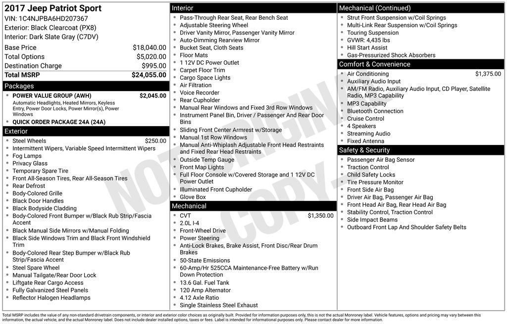 Used 2017 Jeep Patriot Sport w/ Power Value Group FWD image 23