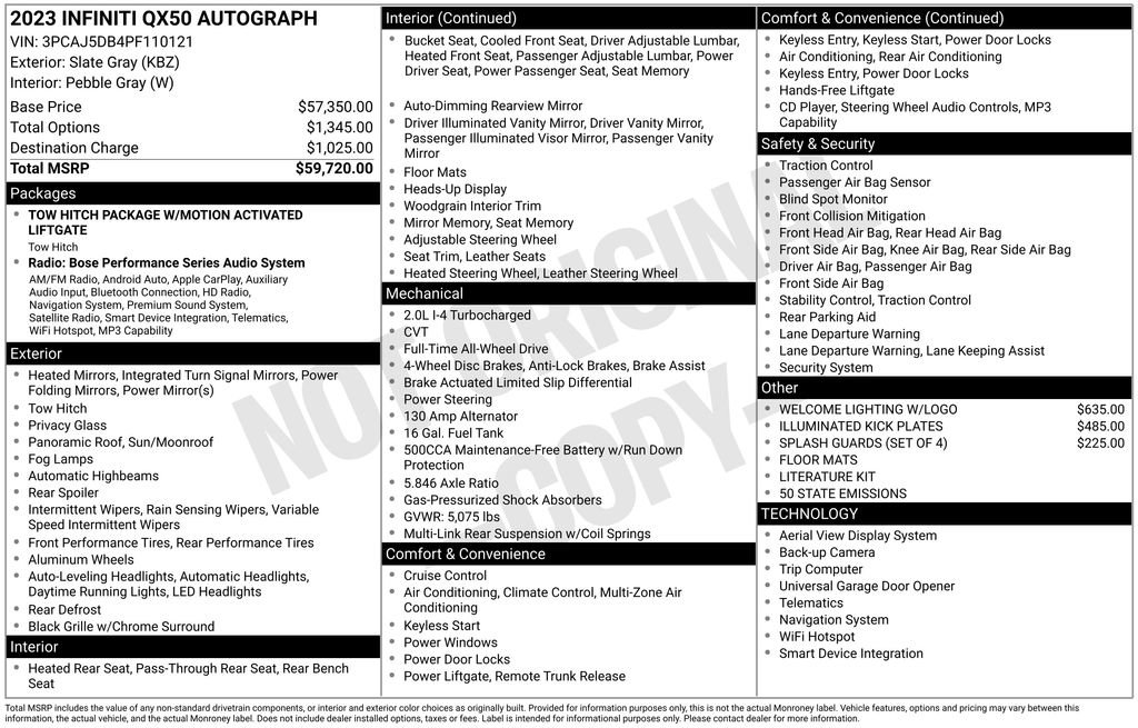 Certified 2023 INFINITI QX50 Autograph AWD/4WD image 41