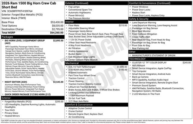New 2026 RAM 1500 Big Horn AWD/4WD image 4