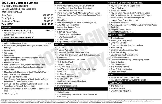 Used 2021 Jeep Compass Limited w/ Sun and Sound Group image 26