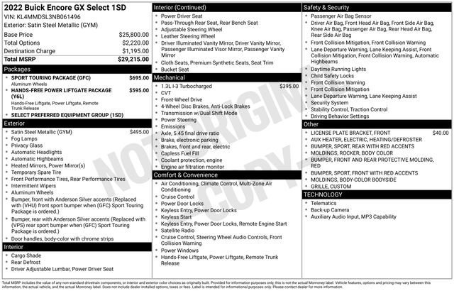 Used 2022 Buick Encore GX Select w/ Sport Touring Package FWD image 2