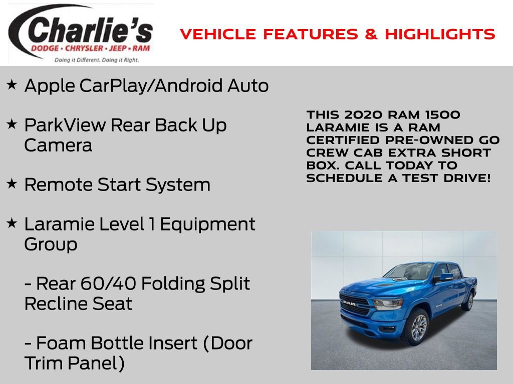 Certified 2020 RAM 1500 Laramie w/ Sport Appearance Package AWD/4WD image 7