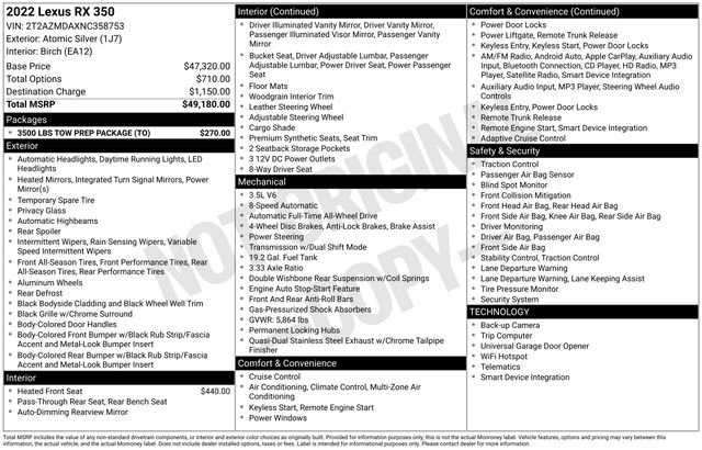 Used 2022 Lexus RX 350 AWD w/ 3500 lbs Tow Prep Package image 35