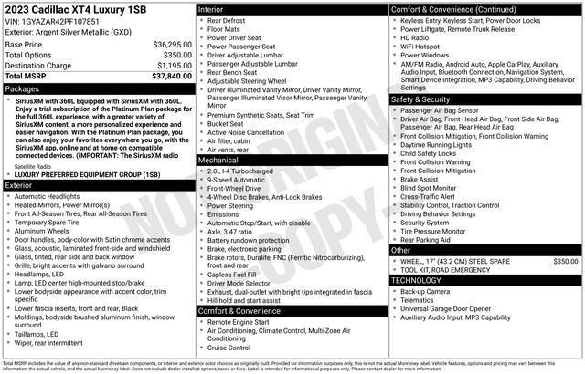 Certified 2023 Cadillac XT4 Luxury FWD image 7