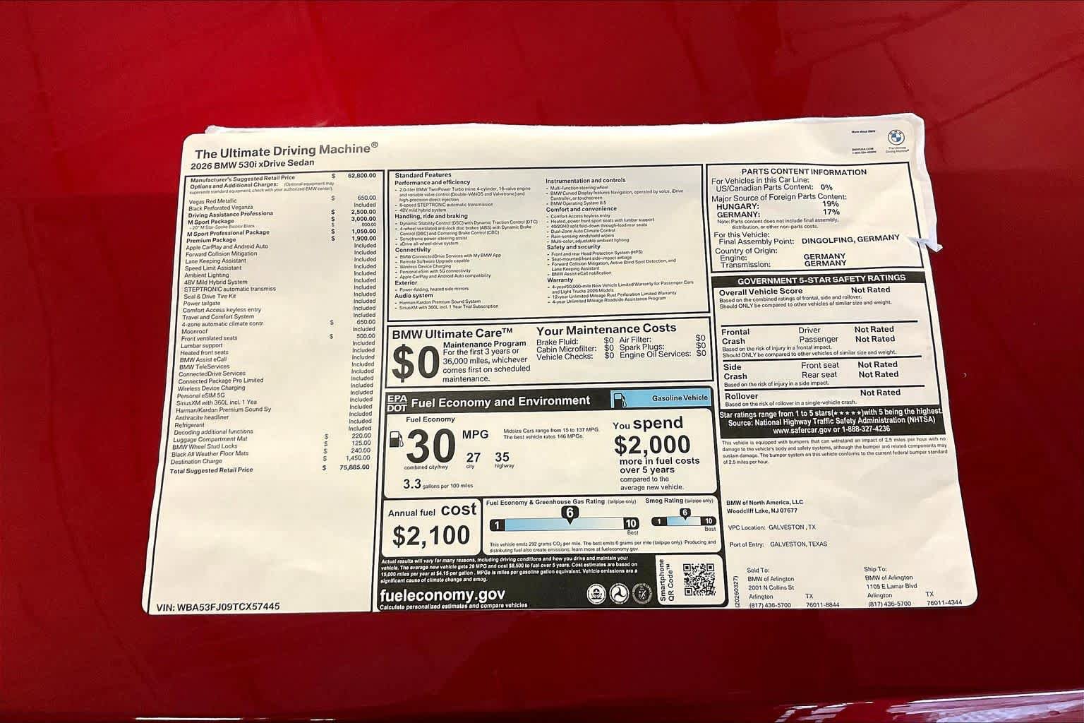 New 2026 BMW 530i xDrive w/ M Sport Package AWD/4WD image 19