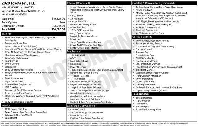 Used 2020 Toyota Prius LE image 30