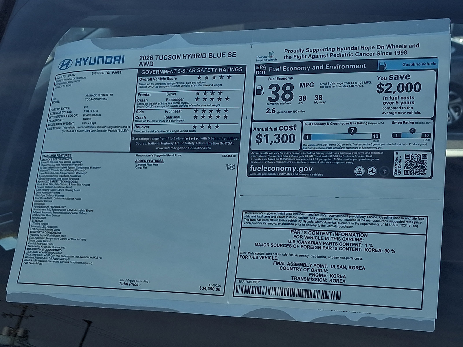 New 2026 Hyundai Tucson Blue SE AWD/4WD image 3