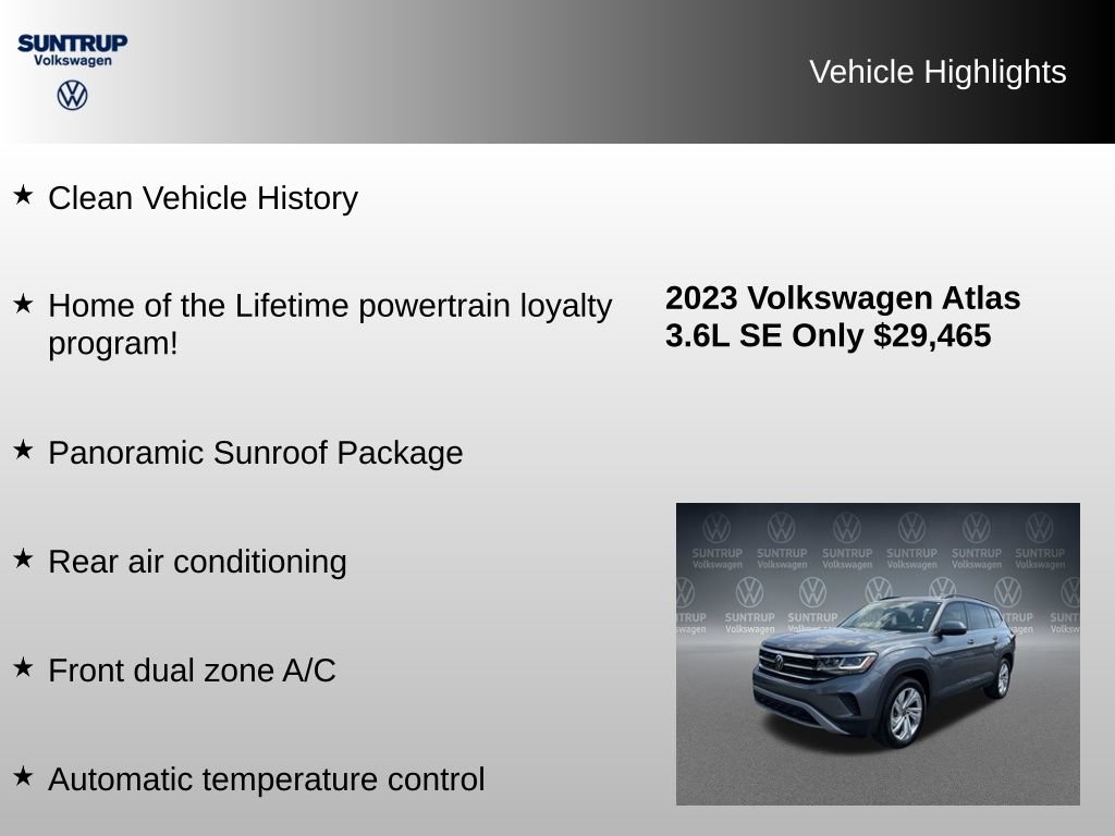 Used 2023 Volkswagen Atlas SE w/ Panoramic Sunroof Package FWD image 8