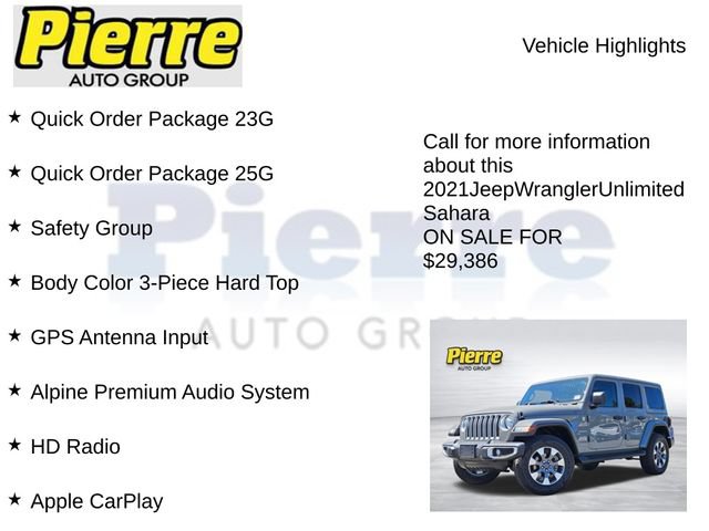 Used 2021 Jeep Wrangler Unlimited Sahara w/ Uconnect 4C Nav & Sound Group AWD/4WD image 7
