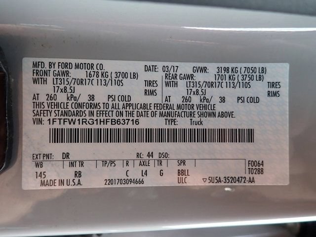 Used 2017 Ford F150 Raptor w/ Equipment Group 801A Mid AWD/4WD image 14