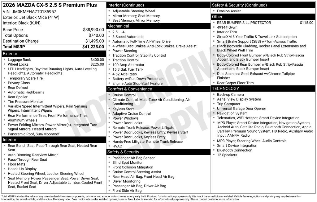 New 2026 MAZDA CX-5 2.5 S w/ Premium Plus Package AWD/4WD image 10
