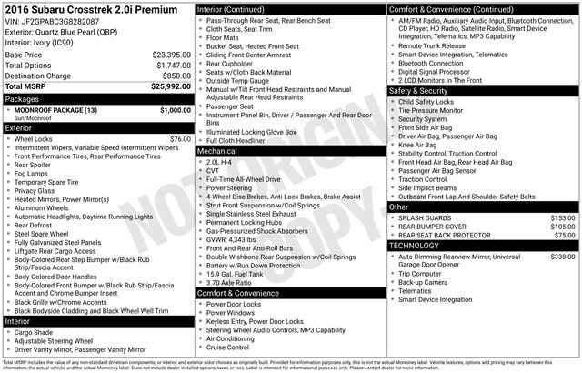 Used 2016 Subaru Crosstrek 2.0i Premium w/ Moonroof Package image 6