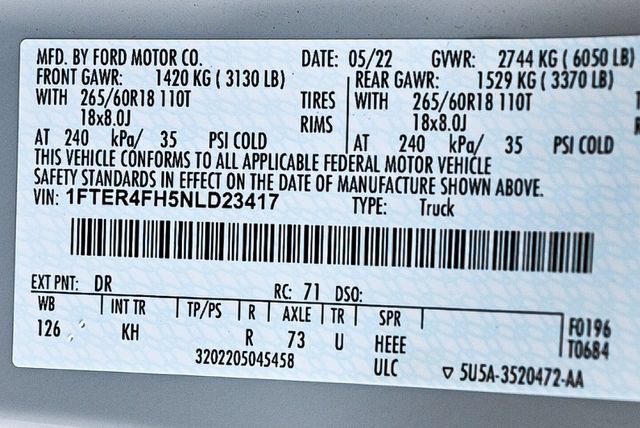 Certified 2022 Ford Ranger Lariat w/ Equipment Group 501A High AWD/4WD image 32