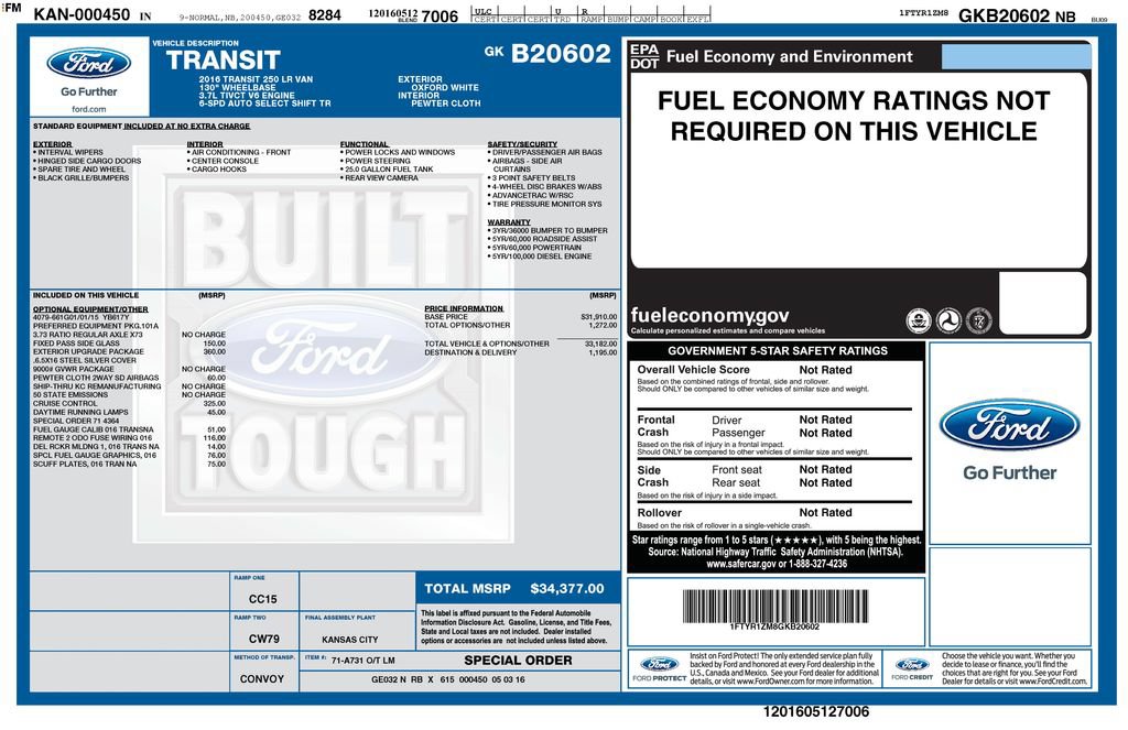 Used 2016 Ford Transit 250 130 Low Roof w/ Exterior Upgrade Package RWD image 26