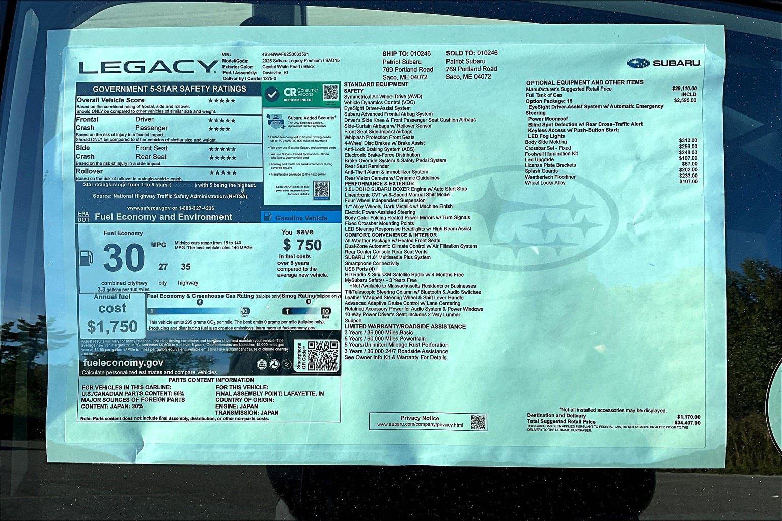 New 2025 Subaru Legacy Premium image 14