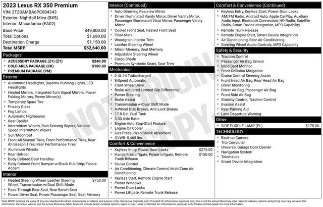 Used 2023 Lexus RX 350 Premium w/ Accessory Package (Z1) FWD image 24