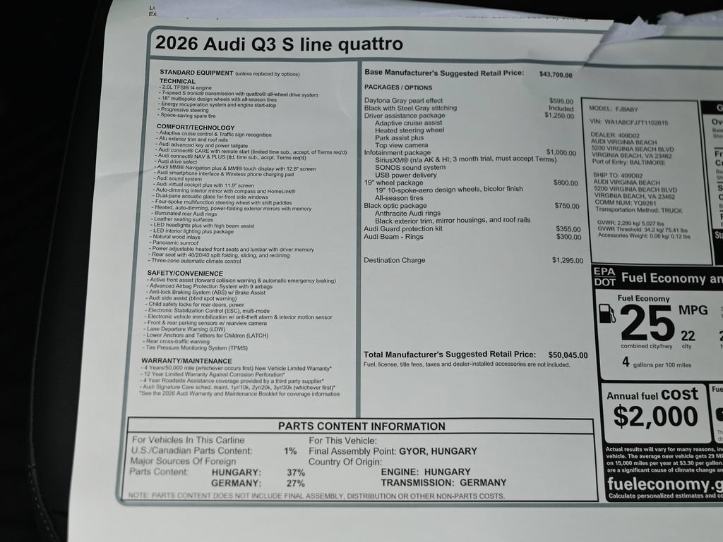 New 2026 Audi Q3 quattro 2.0T AWD/4WD image 26