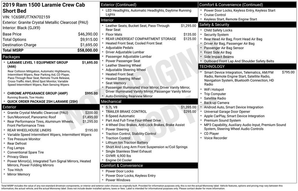 Used 2019 RAM 1500 Laramie AWD/4WD image 16
