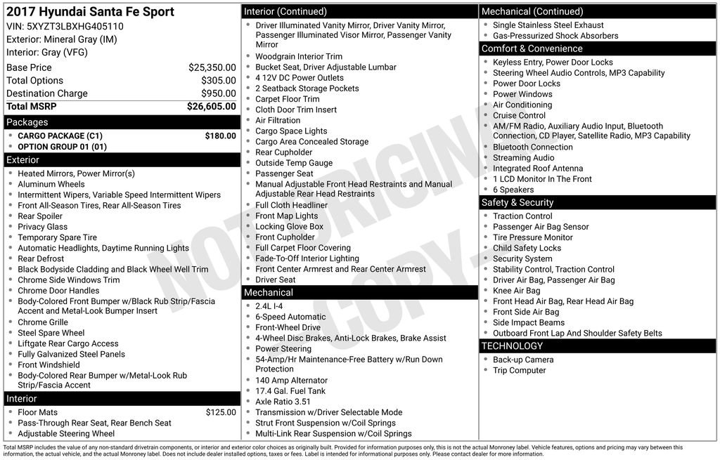 Used 2017 Hyundai Santa Fe Sport w/ Cargo Package FWD image 12