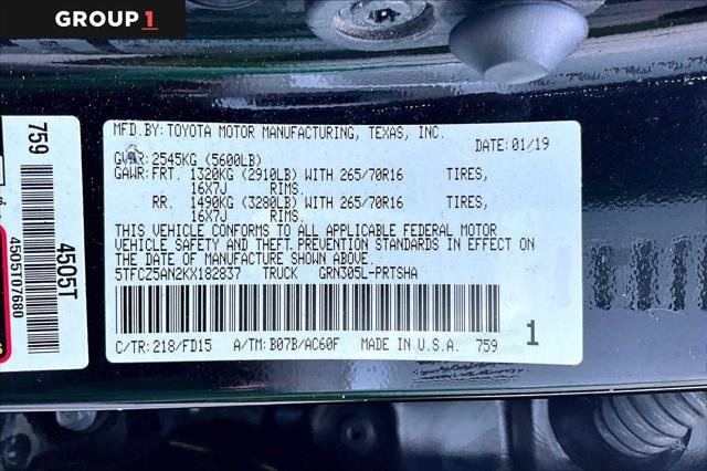 Certified 2019 Toyota Tacoma TRD Off-Road AWD/4WD image 37