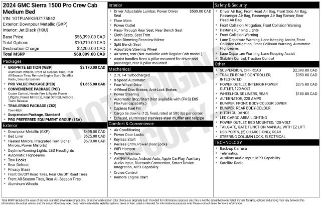 Used 2024 GMC Sierra 1500 Pro w/ Graphite Edition AWD/4WD image 50