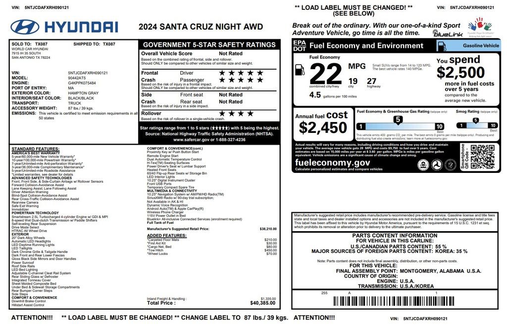 Used 2024 Hyundai Santa Cruz Night image 4