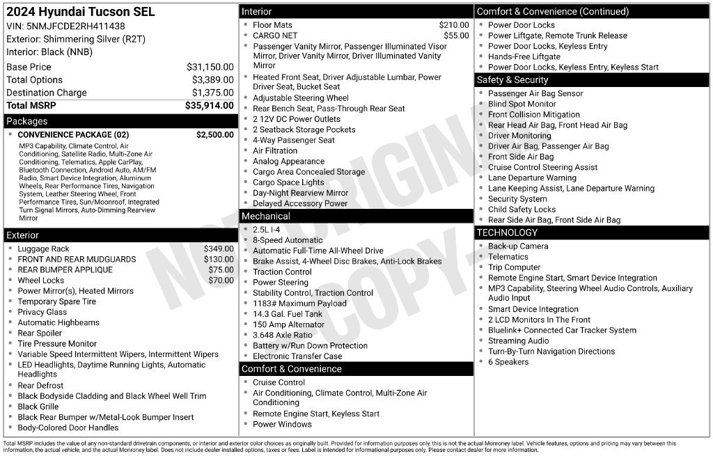 Used 2024 Hyundai Tucson SEL w/ Convenience Package AWD/4WD image 24