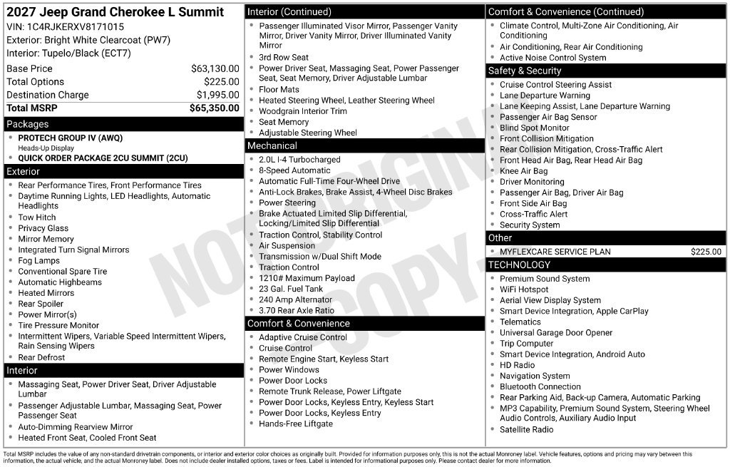 New 2027 Jeep Grand Cherokee L Summit AWD/4WD image 2