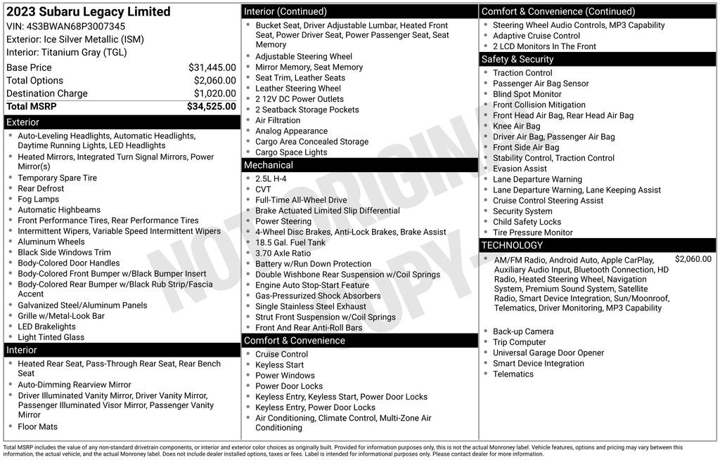 Certified 2023 Subaru Legacy Limited AWD/4WD image 11