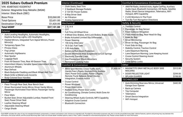 New 2025 Subaru Outback Premium image 36
