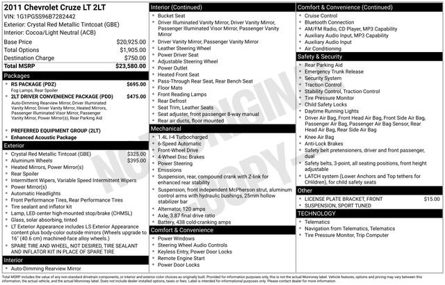 Used 2011 Chevrolet Cruze LT w/ RS Package FWD image 35