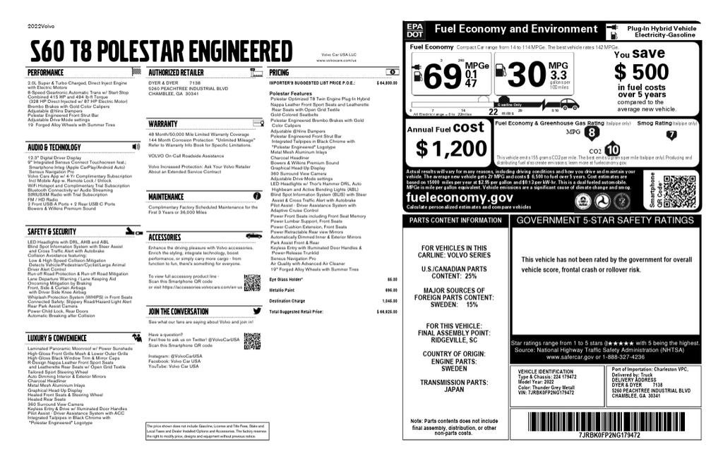 Used 2022 Volvo S60 T8 Polestar image 2