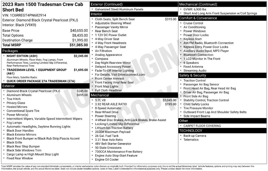 New 2023 RAM 1500 Tradesman w/ Night Edition RWD image 5