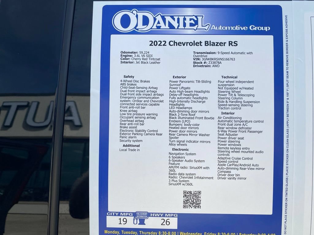 Used 2022 Chevrolet Blazer RS w/ Enhanced Convenience Package AWD/4WD image 28