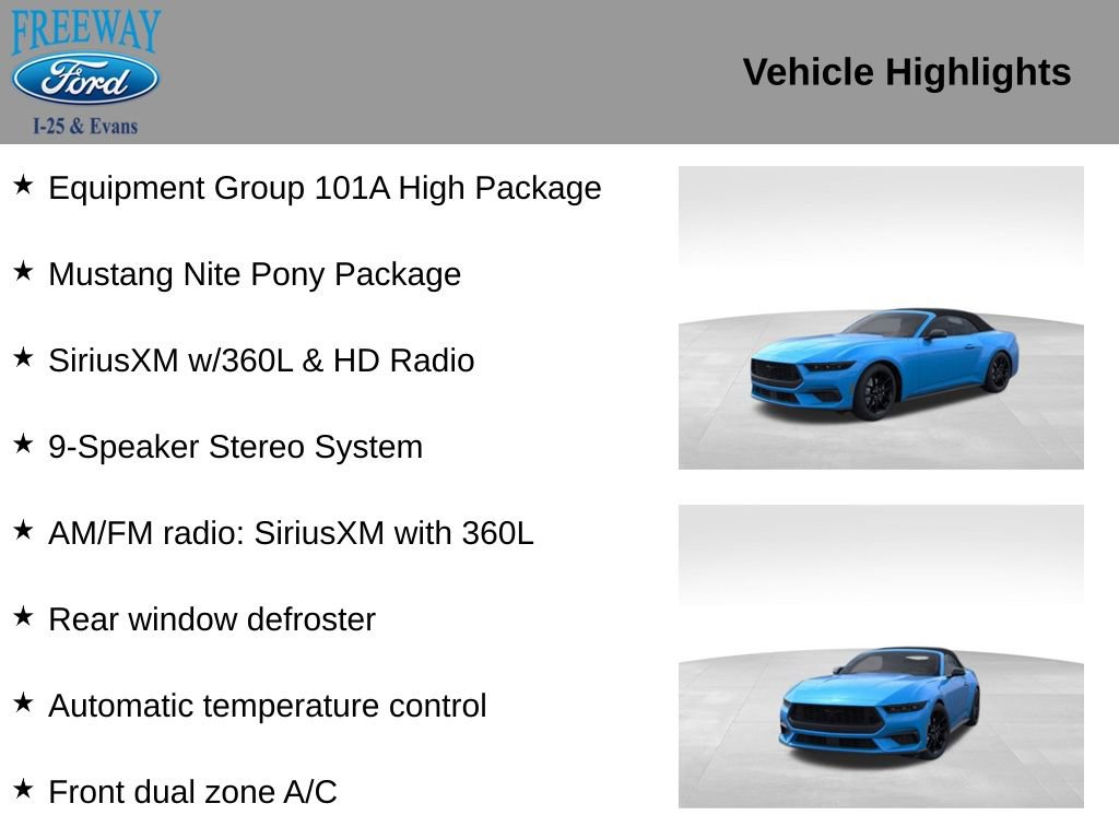 New 2025 Ford Mustang Convertible w/ Mustang Nite Pony Package image 2
