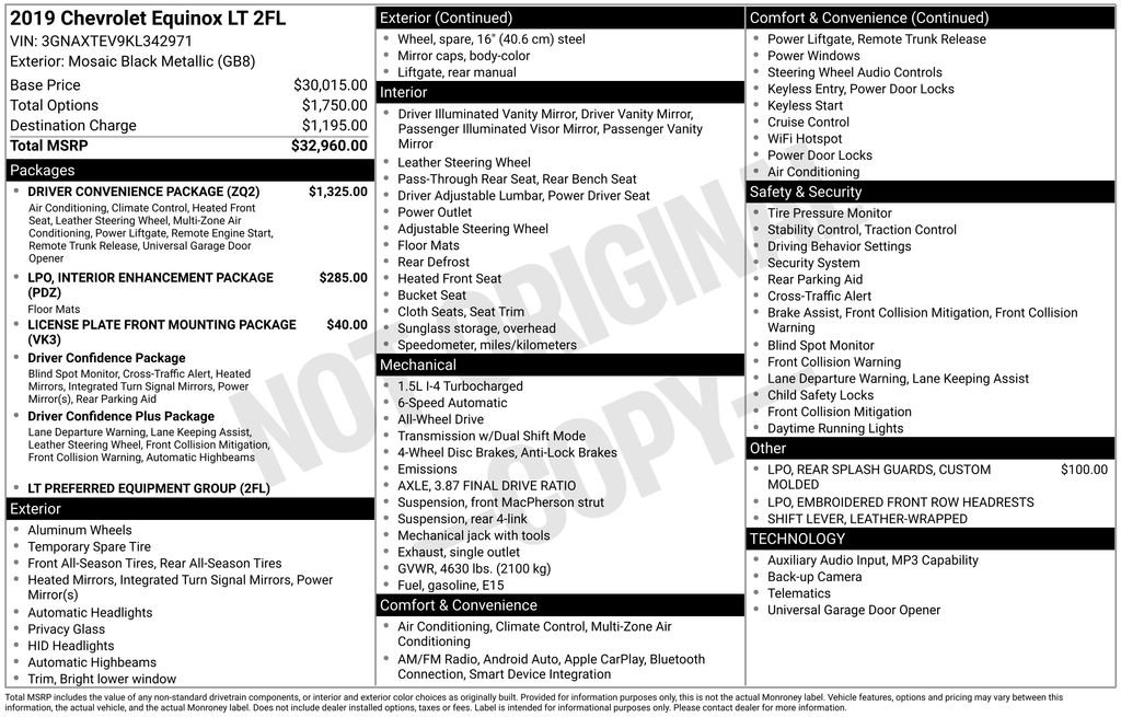 Used 2019 Chevrolet Equinox LT w/ Driver Convenience Package image 43