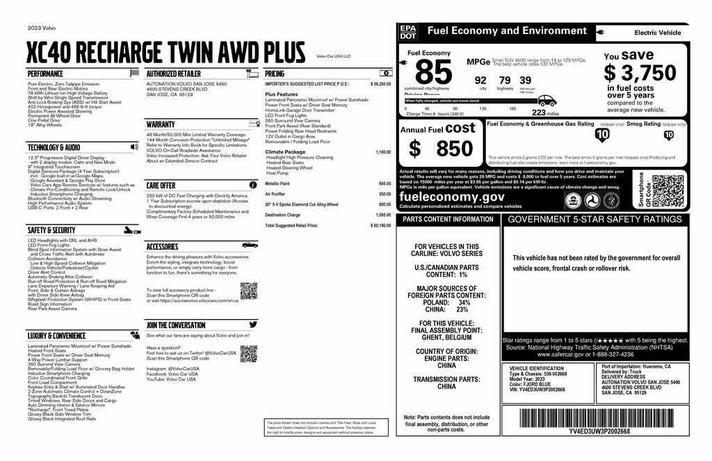 Used 2023 Volvo XC40 Recharge Plus image 4