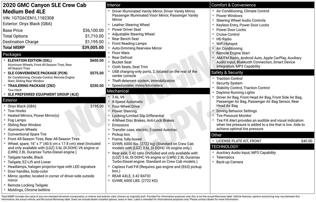 Used 2020 GMC Canyon SLE w/ Elevation Edition AWD/4WD image 5