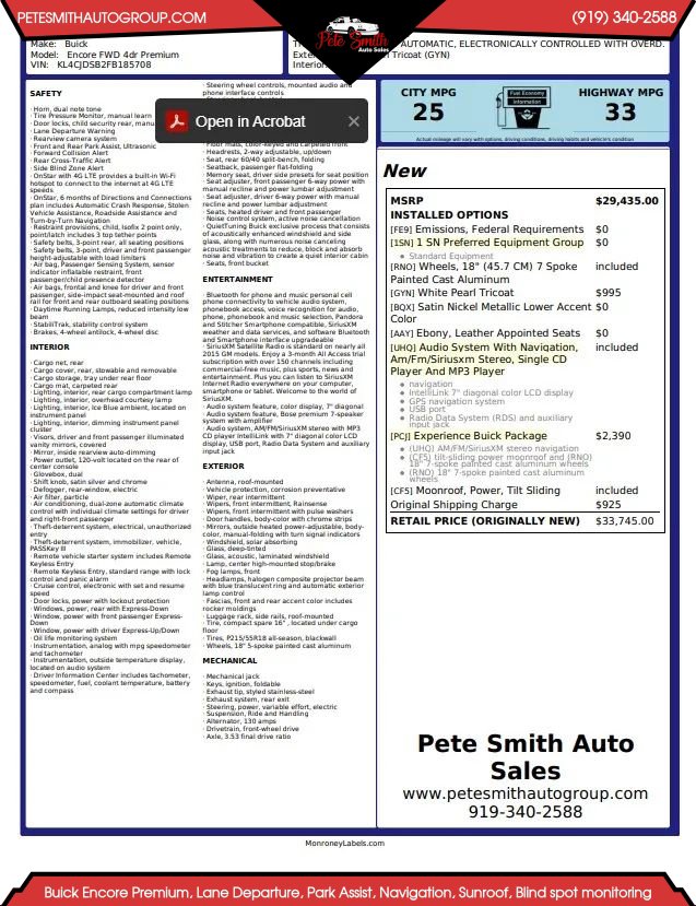 Used 2015 Buick Encore Premium w/ Experience Buick Package image 40