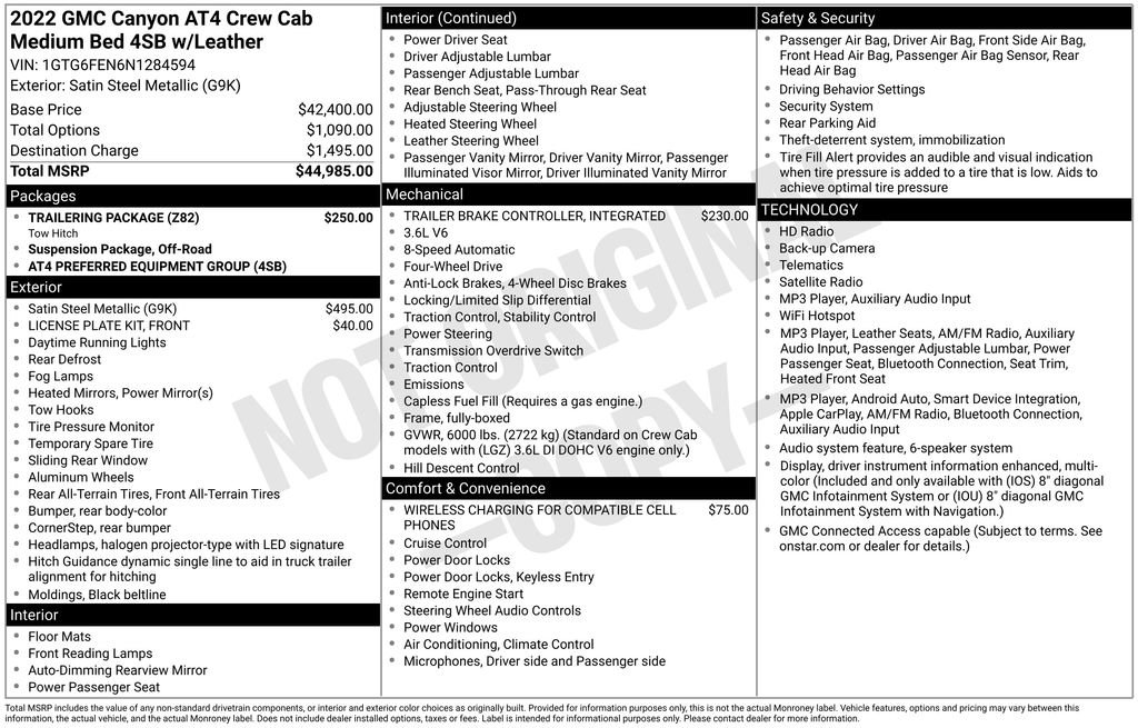 Used 2022 GMC Canyon AT4 w/ Trailering Package AWD/4WD image 3