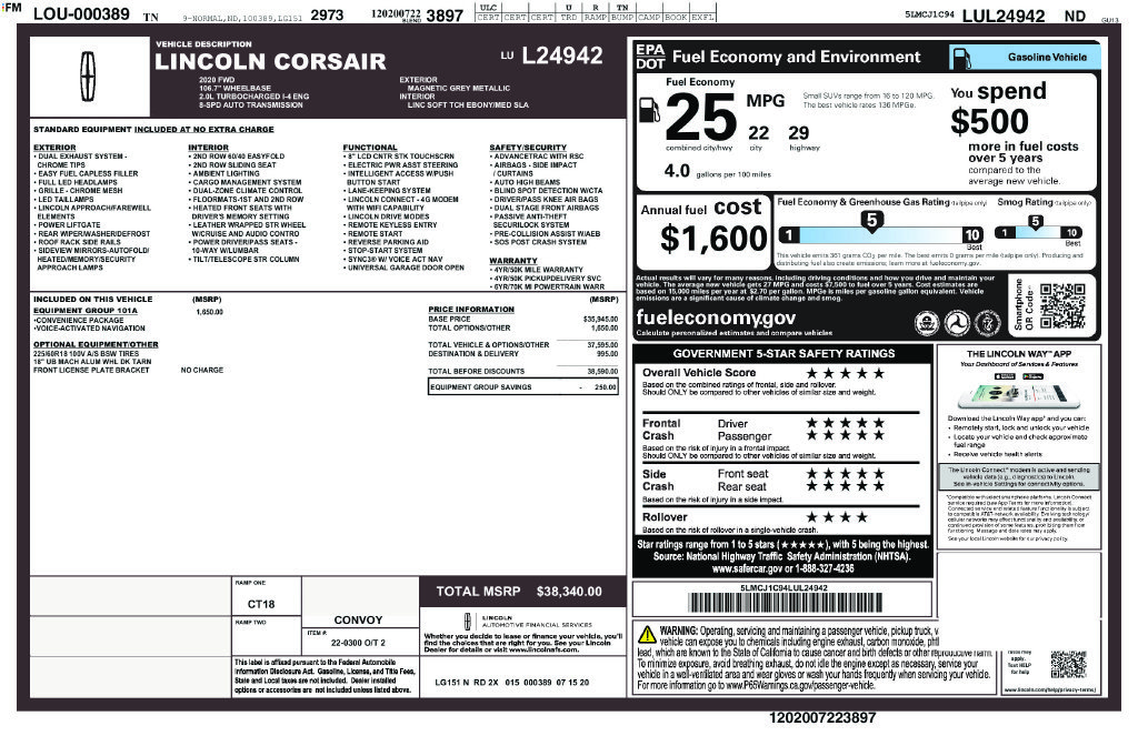 Used 2020 Lincoln Corsair FWD w/ Equipment Group 101A image 27