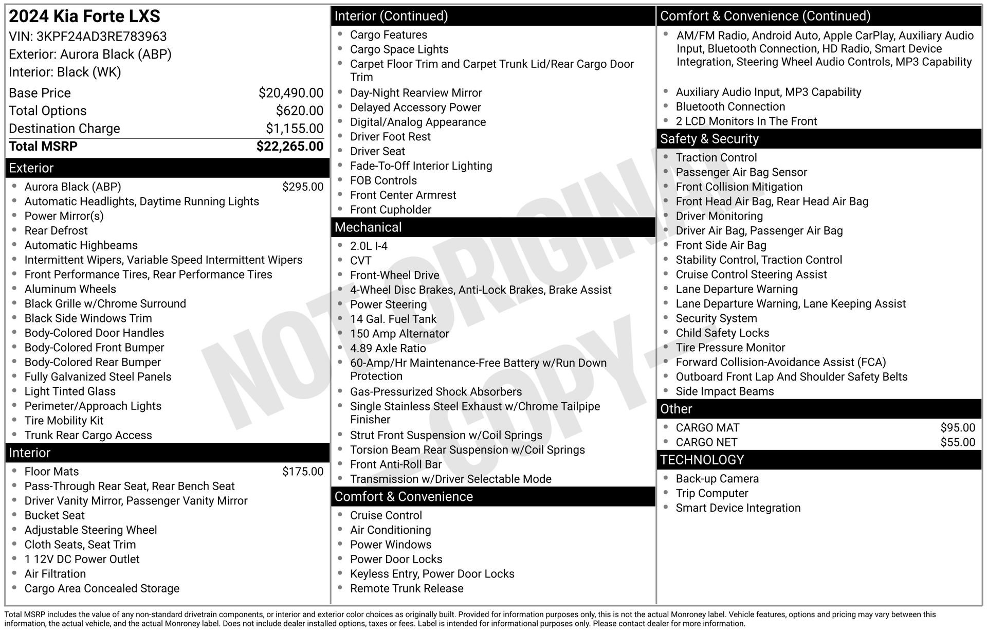 Used 2024 Kia Forte LXS FWD image 3